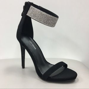 Black rhinestone cuff heel